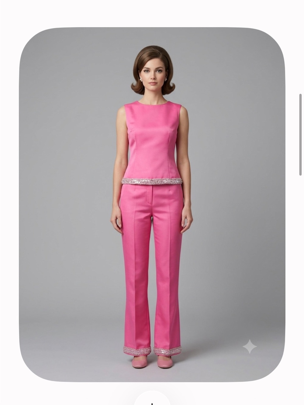 Pink Sleeveless‎ Top & Wide-Leg Pants Set